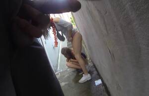 Alley Crossdresser Porn Tumblr - Flasher shows his cock to two teens pissing in alley - ThisVid.com