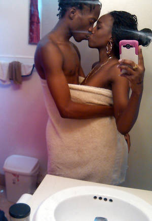 black couples nudes - Black Amateurs Naked - What do you think, these ebony couple will take off  the towel?