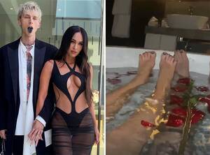 Megan Fox Pregnant Porn - Megan Fox shares intimate video of herself nude in the bath with fiancÃ©  Machine Gun Kelly after their engagement | The US Sun