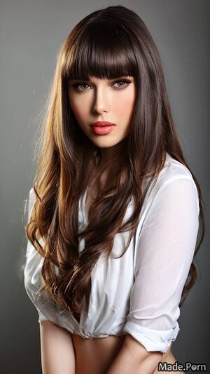 Dark Brown Hair Porn - Porn image of mid-length hair bangs hair polish light woman brown fairer  skin created by AI