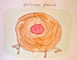 Danish Porn Artwork - (Food Porn) delicious danish watercolor cartoon