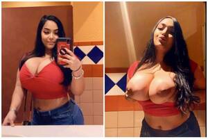 monster tits in public - Flashing massive tits in public restroom Foto Porno - EPORNER