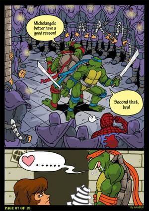 Ninja Porn Comic - e621 akabur anthro april_o'neil comic female group human leonardo_(tmnt)  male mammal