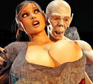 big boob monster attack - monster porn pic of big boobed brunette sucking cock