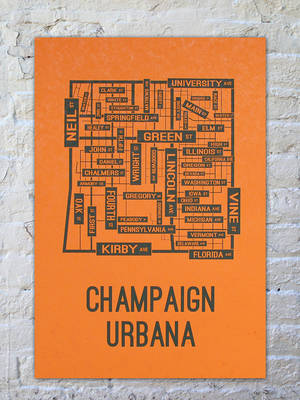Champaign Il Porn - This street map art print of Champaign Urbana, Illinois is printed with  environmental-friendly