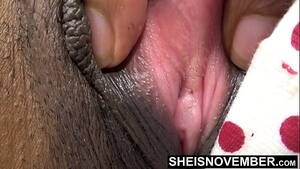 most beautiful black pussy clit - Beautiful Thighs Spread Open , Clitoris Out With Panties Pulled To The Side  , Masturbating African American Babe In Slow Motion Watches Porn Wearing  Red Jacket , Pussy Hole And Lips Wide