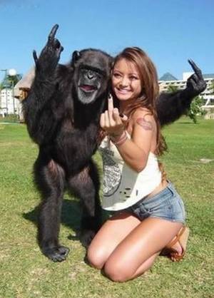 Girl Fucks Chimpanzee - is there anyone hotter than tila tequila? NO monkey Primate chimp Chimpanze  Girl Asian fuck You middle Finger Bird flip off