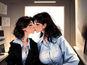 girls making out in the office - Love in the office | AI Porn