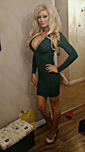 gorgeous blonde fake boob interracial - blonde vision in black dress