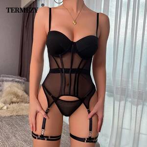 corset lingerie - Cheap TERMEZY Women Black Lingerie Corset Cartilage Support Bodice Sexy Porn  Underwear Push Up Breathable Bra Panties Sets Intimate | Joom