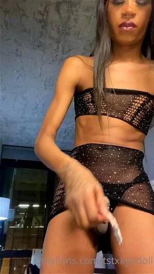 ebony tranny babes - Watch Beautiful Ebony Tranny Babe Stroking Her Huge Dick - Solo, Trans, Tranny  Porn - SpankBang