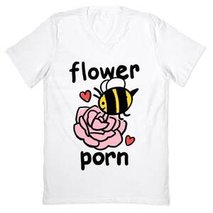 Flower And Bee Porn - Flower Porn V-Neck Tee Shirts | LookHUMAN