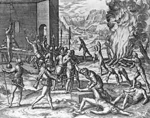 indians raid ranchers wife fuck - Hernando de Soto committing atrocities against Indians in Florida,  engraving by Theodor de Bry in