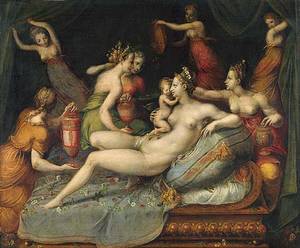 16th Century Sexual Art - Italian The Birth of Cupid School of Fontainebleau ca 16th century