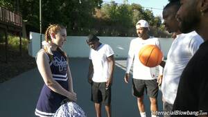 ebony fuck basketball - Black basketball team fucks deep throat of white cheerleader Arietta Adams  - AnySex.com Video