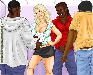 interracial blonde mature teacher - Slut white blonde teacher on this comics porn wants to seduce three black  dudes