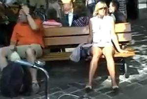 Funny Amateur Public - MILF in mini skirt no panties in public VIDEO