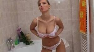 Milly Morris Blowjob Only - Milly Moris covers her huge tits in soap