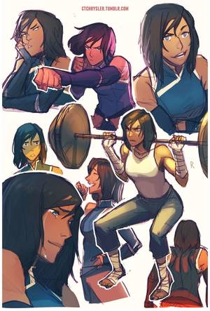 Korra Short Hair Porn - ... black hair blue eyes caleb thomas chin rest collage dark skin detached  sleeves exercise expressions highres korra legend of korra punching short  ...