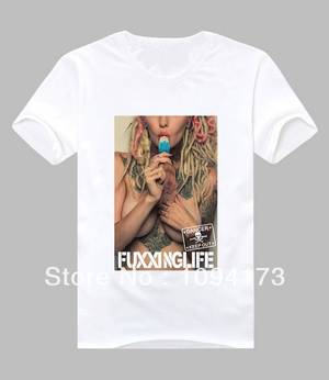 Girls In T Shirts Porn - Hip hop porn star Tattoo Naked Girls Grey Print Sexy t-shirts,short sleeved