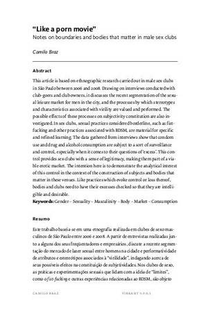 Anthropology Porn - Ã¢â‚¬Å“Like a porn movieÃ¢â‚¬ - Vibrant Ã¢â‚¬â€œ Virtual Brazilian Anthropology