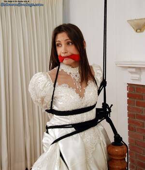 Celeste Porn Star Wedding - Brunette bride Celeste Star is ballgagged and tied up in her wedding dress  - PornPics.com