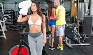 hot gym girl - Trainer in the gym Fucks a cock sexy girl in tights - HD porn online