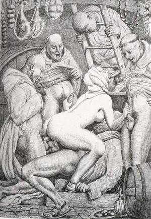 group sex pencil drawing - one nun, one orgy