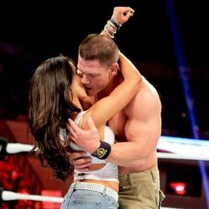 Aj Lee Wwe Porn John - John Cena and AJ Lee kiss after Cena's victory over Dolph Ziggler Raw, Nov  2012