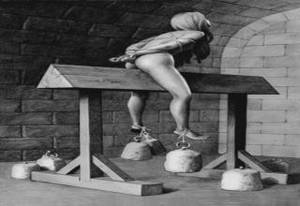 Antique Torture Porn - 7. Spanish Donkey: Victim was placed naked straddling the device as if on a  horse. Varying amounts of weight attached to the person's feet would pull  them ...