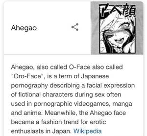 japanese cartoon sex face meme - Pornography describing a facial expression of fictional characters during  sex often used in pornographic videogames, manga and anime. Meanwhile, the  Ahegao face became a fashion trend for erotic enthusiasts in Japan.  Wikipedia -