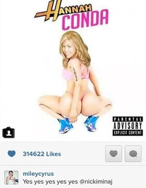 Miley Cyrus Nude Porn Captions - Nicki Minaj Slams Miley Cyrus for ''Anaconda'' Copy-Cat Pic