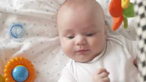 Baby Sucking - Baby Sucking Fingers, Closeup. 4K UltraHD, UHD The look of the baby in