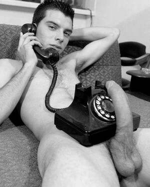 1950 Gay Sex - Gay Vintage Porn - Nude guy with a huge hardon, talking on the phone -  phone sex, black and white, 1950s : r/gay_vintage