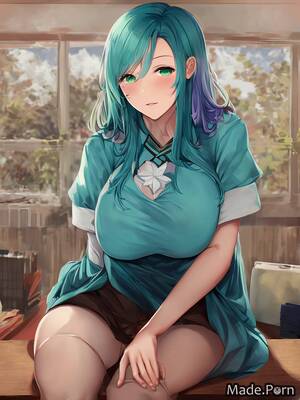 Lady Fyre Porn Green Hair - Porn image of fully clothed green hair traditional classroom pixie hair  morning lime created by AI