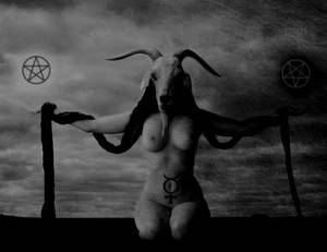 erotic satanic orgy - balancing light and dark Baphomet