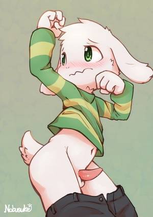Gay Kemono Porn - e621 4_fingers absurd_res anthro asriel_dreemurr balls big_head blush  caprine clothed clothing cub erection fur goat green_eyes hi_res kemono  looking_back ...