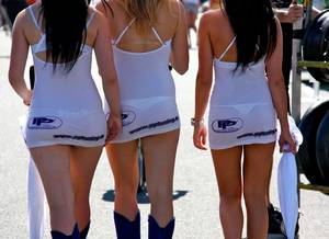 car babe voyeur - voyeur-voyeur: Car show promo girls with white see-through dresses. A