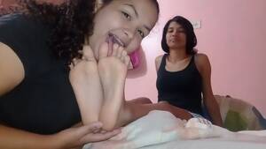 licking latina feet - Chubby brunette kneels down and licks attractive Latina's teenage feet -  Feet9