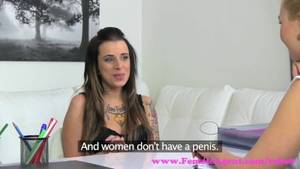 Her First Lesbian Blonde - Tattooed beauty gets her first lesbian orgasm from a strap on