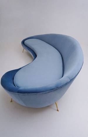 Armchair Of Love - Ico Parisi sofa 1950`s style in new velvet upholstery, Italian in Vintage  Sofas