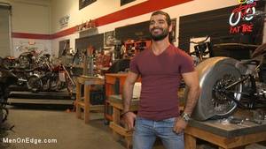 Biker Men Porn - Photo number 1 from Hot biker gets edged in the motorcycle garage shot for  Men On