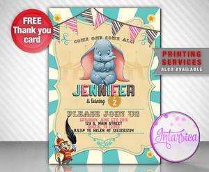 Dumbo Cartoon Porn - Dumbo baby girl invitation birthday DIGITAL by IntarsicaDesign