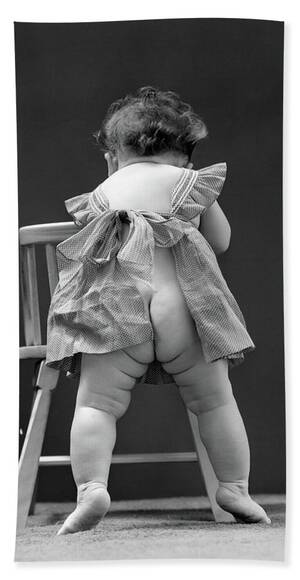 1940s Nude Girls - 1940s Back End View Of Nude Girl Baby Beach Towel by Vintage Images - Pixels