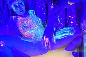 Neon Body Paint Porn - Hot Couple Fuck In Blacklight and Neon Paint, full Anal fuck video (Aug 12,  2020)