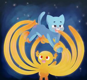 Amazing World Of Gumball Penny True Form Porn - e621 2014 absurd_res ambiguous_gender anal anal_penetration anthro bdsm  black_eyes blue_background blush bondage bound cartoon_network cat  consentacles