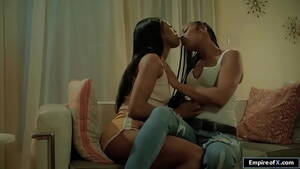 black lesbian small tits - Ebony lesbian fingering her small tits brunette gf - XNXX.COM