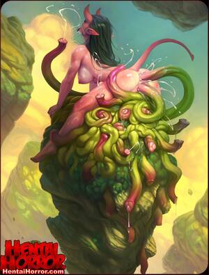monster cartoon tits sex - NSFW oppai hentai from hell horror tentacle sex art big tits demon girl  raped by tentacles monster xxx illustration. - Hentai Horror