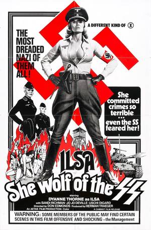 Nazi From The 1940s - A film poster for Ilsa: She Wolf of the SS, a popular Nazisploitation film.  Don Edmonds/Wikimedia Commons