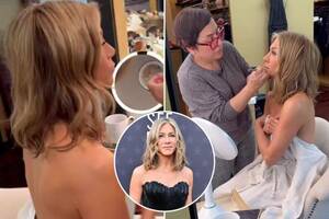 Jennifer Aniston Porn Friends Captions - Friends legend Jennifer Aniston poses nearly naked backstage at Critics  Choice Awards | The Sun